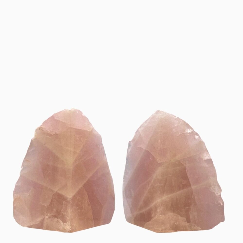 Pink Rose Quartz Crystal Bookends, Natural Characteristics Unique Bookshelf (AH) - Picture 7 of 10
